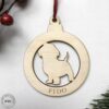 Laser Cut birch ornament Small Dog with name