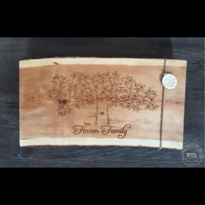 Large Cheese Board engraved with a custom family tree.