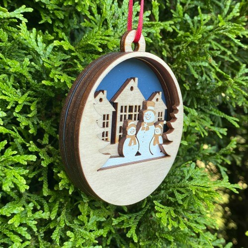 2022 rustic Christmas ornament for clients, ready for engraving.