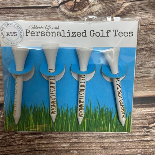 Golf tees engraved with "Fore the best Grandpa!"