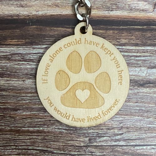 Engraved keychain for loss of a pet.