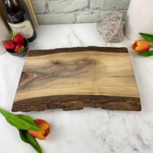 Walnut charcuterie board that can be personalized.
