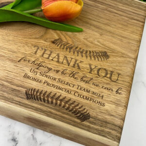 A gift for Coach with a baseball or softball design engraved.
